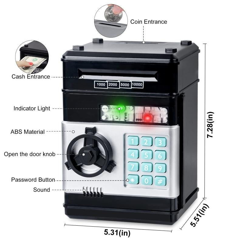 Electronic Piggy Bank - Mini ATM Piggy Bank, ATM Machine Gift, Electronic Code Piggy Bank, Money Safe Box Cash Coin Can Password Code Lock, Best Christmas Gifts, Holiday Gifts